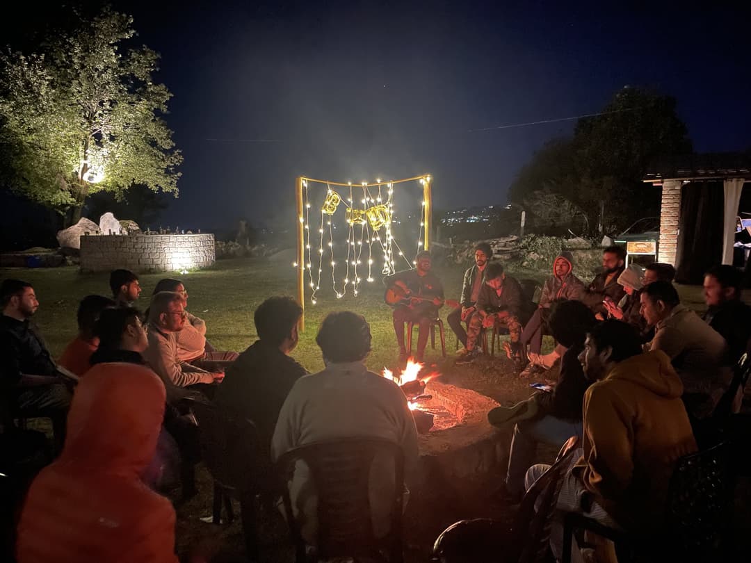 open community space for bonfire, yoga, meditation, music, dance, etc.